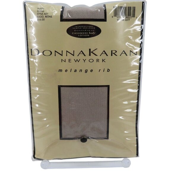 VTG Donna Karan Melange Rib Women Small Putty Pantyhose Tights NEW Open Box 1994 - Picture 1 of 9